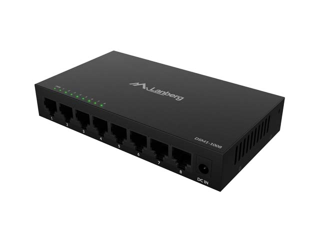 Lanberg switch DSM1-1008 8-port, 1GB/s 12V Metal case