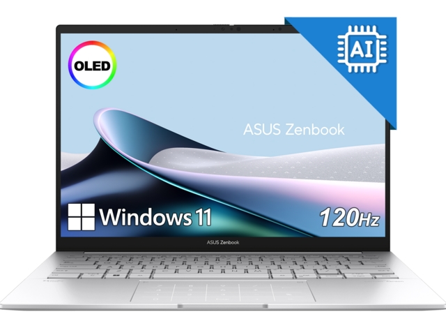 Asus Zenbook UX3405CA-ST787X, Intel Ultra 9 285H 2.9 GHz (24MB Cache, up to 5.4 GHz, 16 cores, 16 Threads), 14.0 OLED WQXGA+(WQ+) 2880X1800 16:10 Bend+500nits Glare , 120 Hz, LPDDR5X 32GB ( on board ),1TB  SSD G4, Windows 11 Pro,Foggy Silver