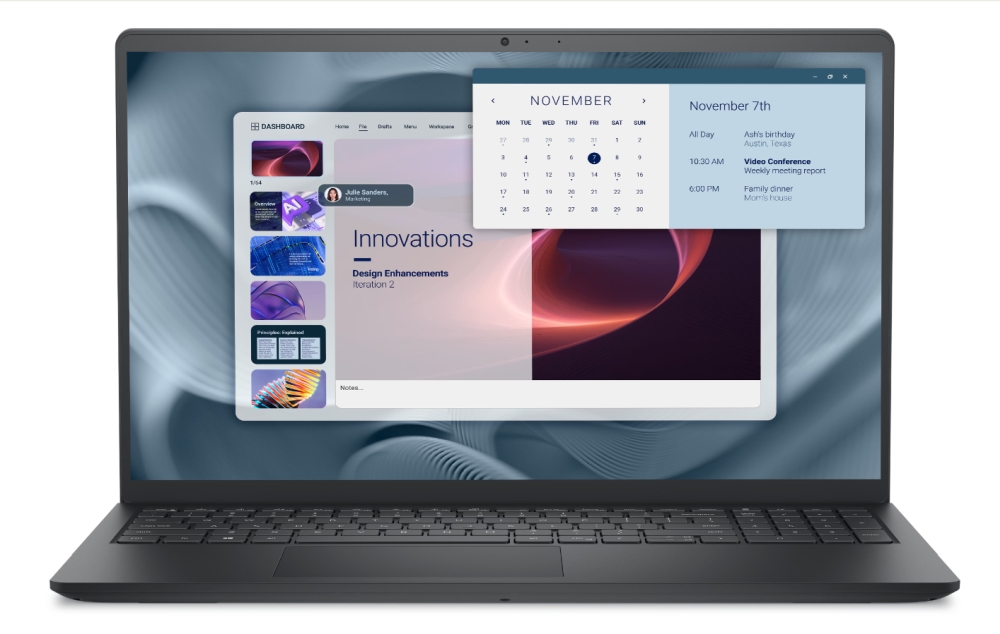 Dell Pro 15 Essential PV15250, Intel Core 3 100U (6 cores, up to 4.7 GHz), 15.6" FHD (1920x1080) 120Hz WVA AG, 8GB, 1x8GB, DDR5, 4400MT/s, 512GB M.2 PCIe NVMe, Intel UHD Graphics, HD RGB cam, Wi-Fi 6, FPR, BG kbd, Ubuntu, Carbon, 3Y PS