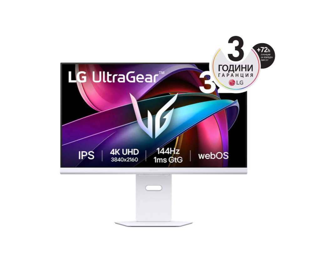 LG 32G810SA-W, 31.5" UltraGear IPS smart webOS 24, 1ms (GtG), 144Hz, 1000:1, 400cd/m2, 4K (3840x2160), FreeSync, G-SYNC, VRR, HDR 10, DCI-P3 95%, USB-C (PD 65W), AI, HDMI, DisplayPort, Speacers 7W x 2, Bluetooth, LG Switch, Height Adjustable,Tilt, Swive