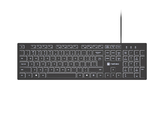 Natec Keyboard Herring Glow US, White Backlight