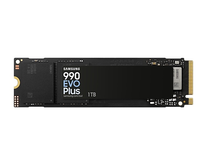 Samsung SSD 990 EVO Plus 1TB PCIe 4.0 NVMe 2.0 M.2 V-NAND 3-bit MLC, 256-bit Encryption, Read 7150 MB/s Write 6300 MB/s