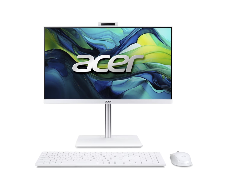 Acer Aspire C24-A, 23.8'' FHD IPS AiO 120Hz, Intel Core i5-13420H (up to 4.60GHz, 12MB), 16GB DDR4 (1 slot free), 512GB SSD, no DVD, Intel UHD, HDMI, RG-45, WiFi 6, BT 5.0, Glan, Ergo stand w Height Adj., 5MPCam+mic, KBD& Mouse Wireless, NO OS, White