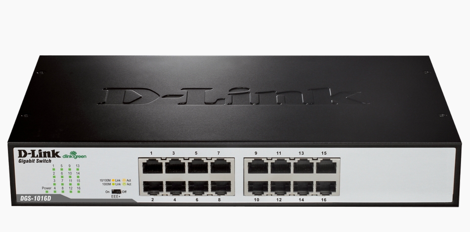 D-Link 16-Port 10/100/1000Mbps Copper Gigabit Ethernet Switch, rack mountable