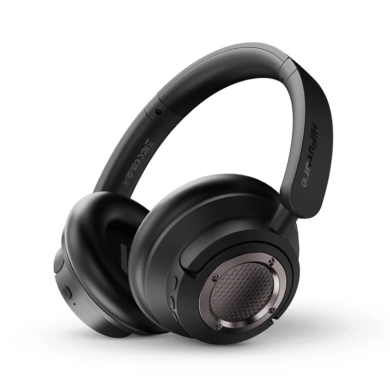 HiFuture FutureTour X Black, Hybrid Active Noise Canceling, 35-Hour Playtime, Memory Protein Foam Cover, AI Enhanced Crystal-Clear Call, Wireless 5.4, AUX Cable