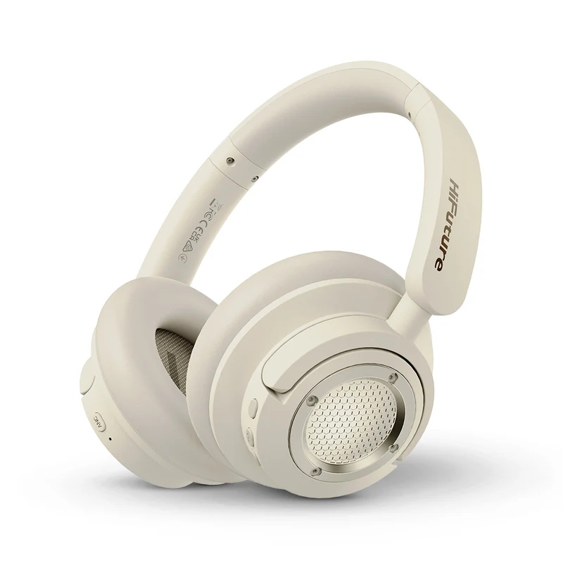 HiFuture FutureTour X Champagne Gold, Hybrid Active Noise Canceling, 35-Hour Playtime, Memory Protein Foam Cover, AI Enhanced Crystal-Clear Call, Wireless 5.4, AUX Cable