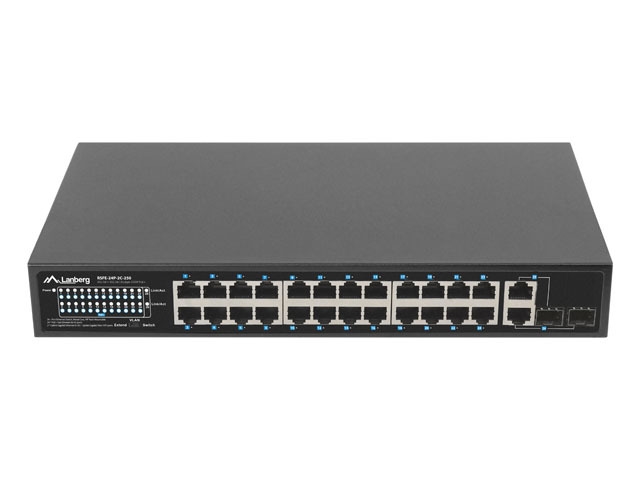 Lanberg Switch 24 x 100MB POE+/2 x Combo Rack 19" Gigabit Ethernet, 250W