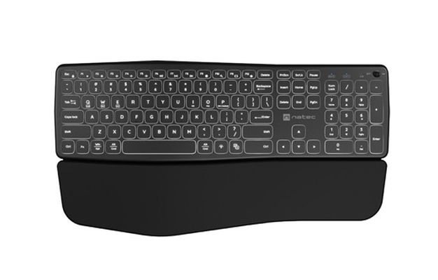 Natec wireless bluetooth keyboard PORIFERA x-scissors, backlit ergonomic us layout